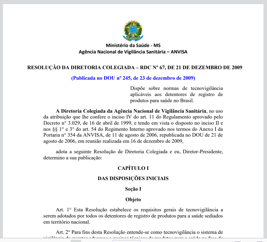 （日・英翻訳版：原本ポルトガル語）：ANVISA ブラジルにおける健康製品の登録保有者に適用される市販後調査に関する規定
